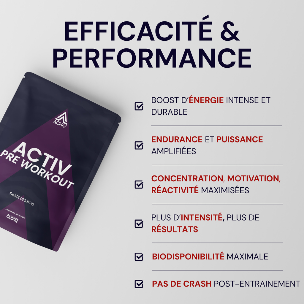 PRE WORKOUT ACTIV : ÉNERGIE, PERFORMANCE, FOCUS ACHIV