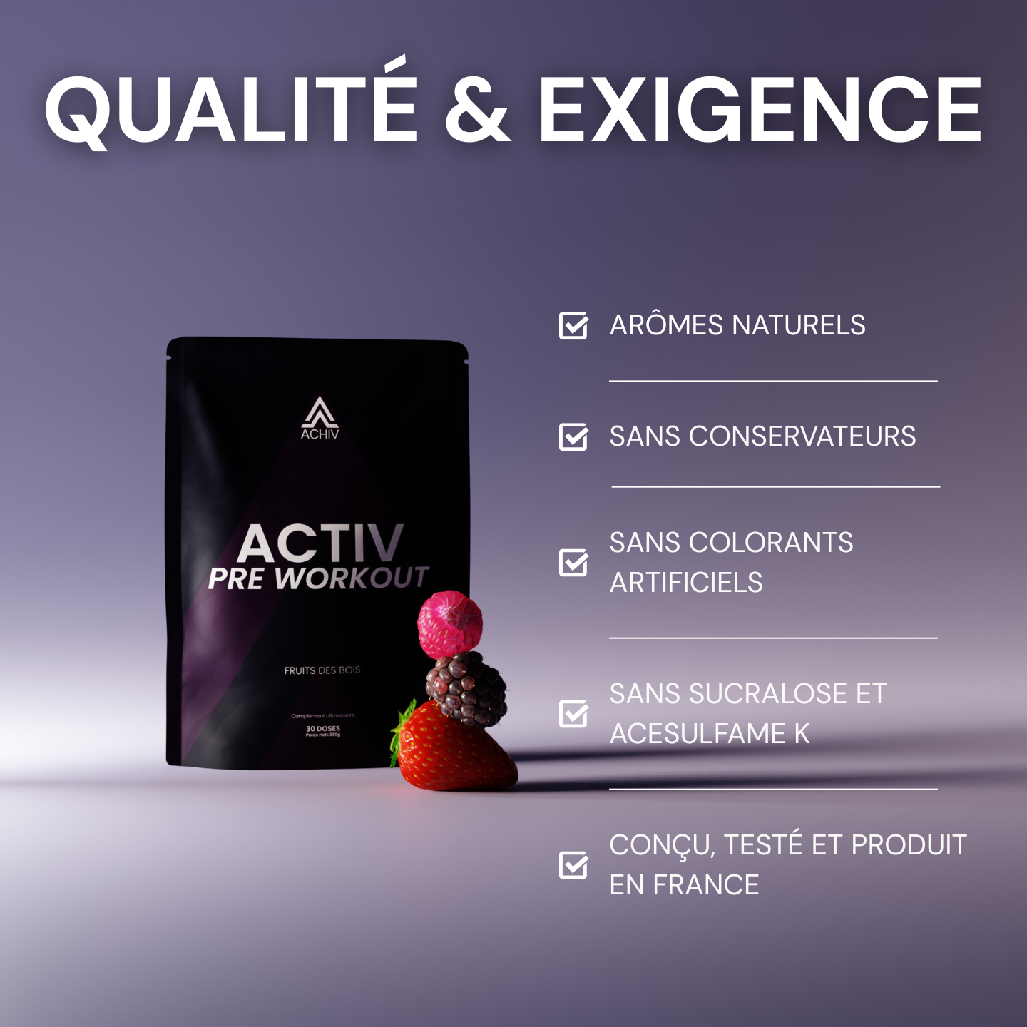 PRE WORKOUT ACTIV : ÉNERGIE, PERFORMANCE, FOCUS ACHIV