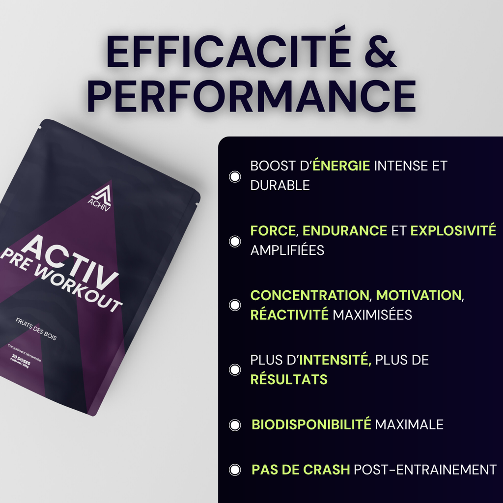 PRE WORKOUT ACTIV : ÉNERGIE, PERFORMANCE, FOCUS ACHIV
