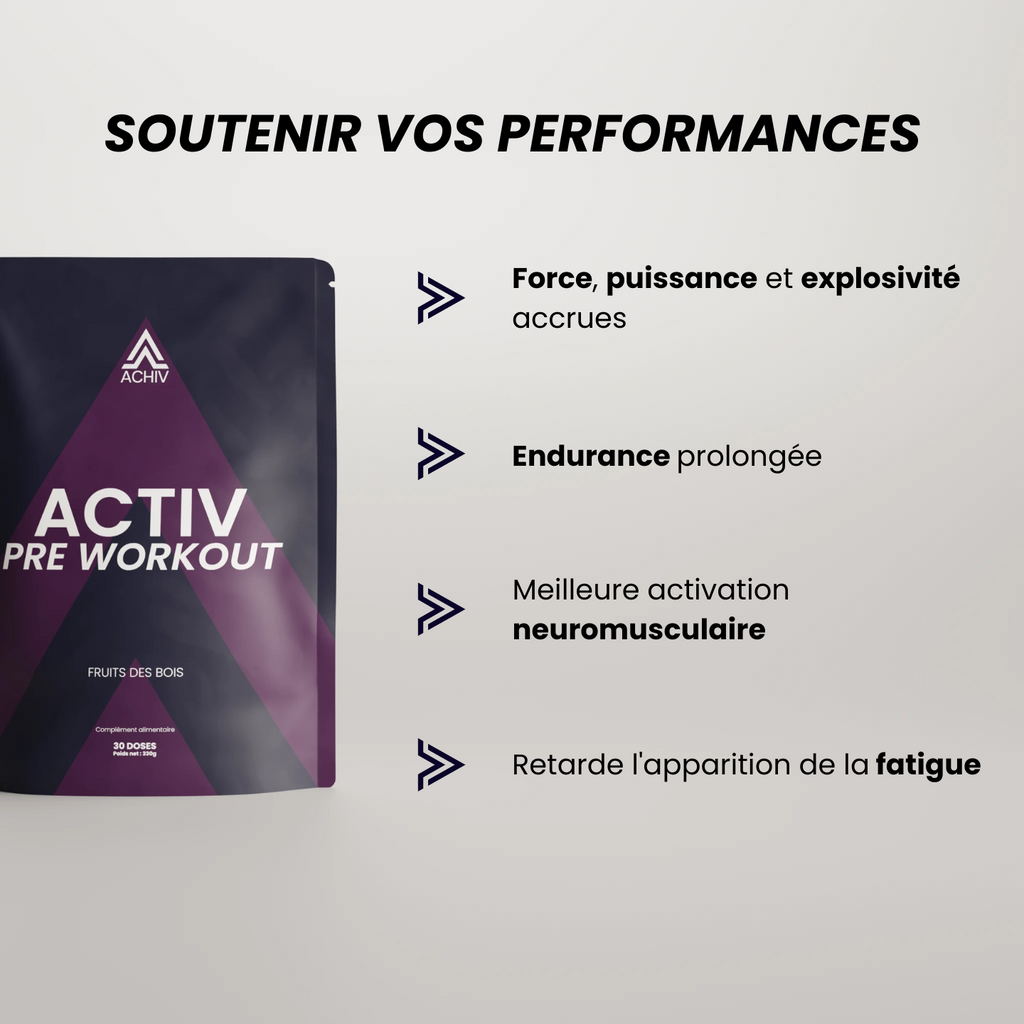 PRE WORKOUT ACTIV : ÉNERGIE, PERFORMANCE, FOCUS ACHIV