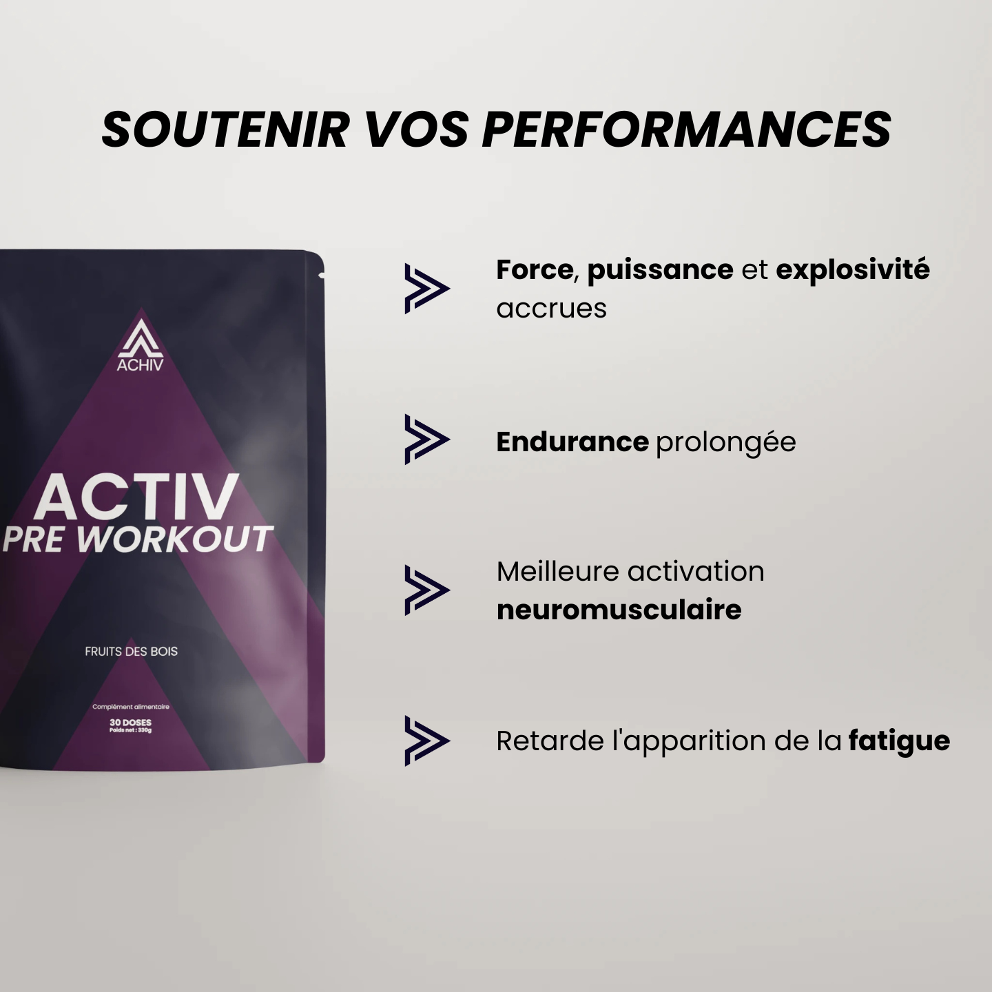 PRE WORKOUT ACTIV : ÉNERGIE, PERFORMANCE, FOCUS ACHIV