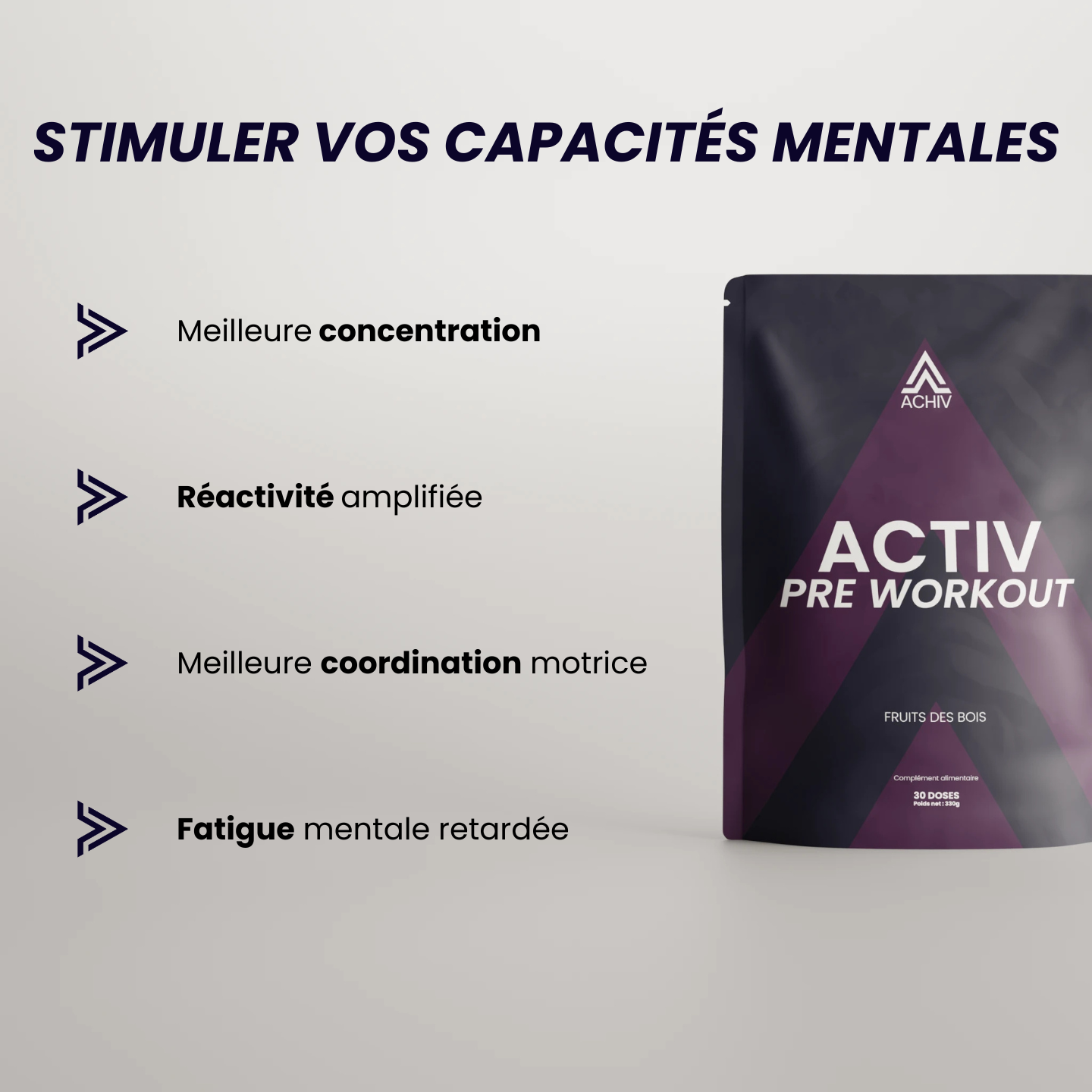 PRE WORKOUT ACTIV : ÉNERGIE, PERFORMANCE, FOCUS ACHIV